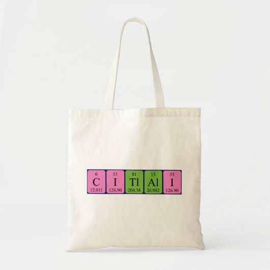 Citlali periodieke tabelnaam canvas tas (Voorkant)
