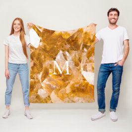 Citrien Birthstone Monogram Persoonlijke naam Fleece Deken