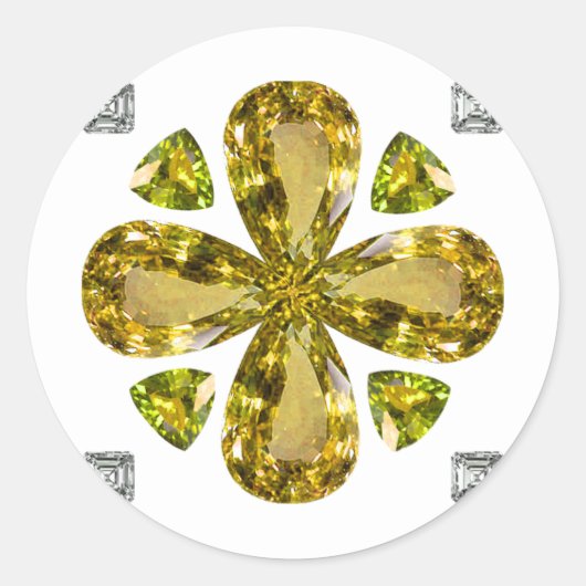 Citrien klaver ronde sticker (Voorkant)