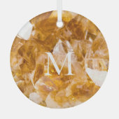 Citrine Birthstone Monogram Personalized Name Glas Ornament (Voorkant)