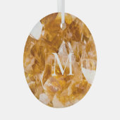 Citrine Birthstone Monogram Personalized Name  Glas Ornament (Voorkant Rechts)