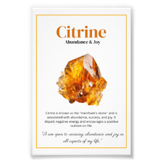 Citrine Crystal Meaning Poster