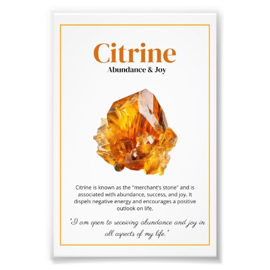 Citrine Crystal Meaning Poster (Voorkant)
