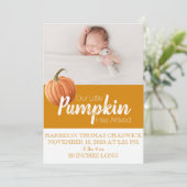 Citrine Herfst Oogst Pompoen Single Foto Baby Aankondiging (Staand voorkant)
