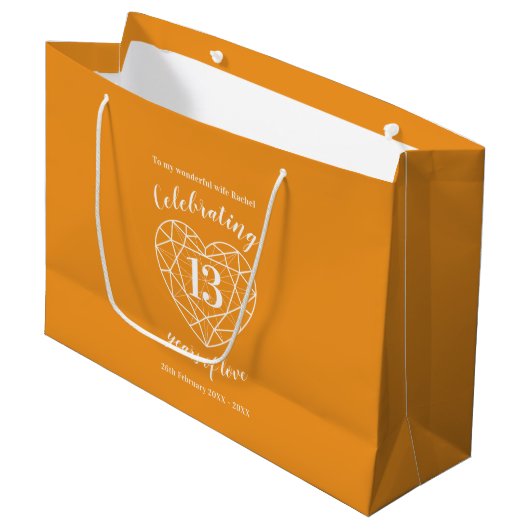 Citrine Jubileum 13 jaar gepersonaliseerd Groot Cadeauzakje (Voorkant Gekanteld)