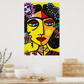 Citrine Sugar Skull Mexican Lady Poster (Keuken)