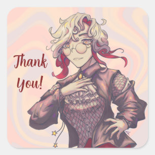 Citrine thank you anime vierkante sticker