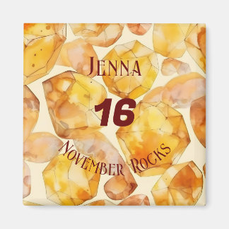Citrine-thema November Birthday Jubileum Magneet