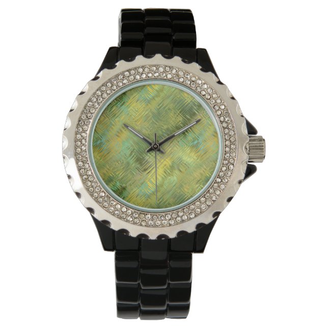 Citrine Yellow Glassy Texture Horloge (Voorkant)