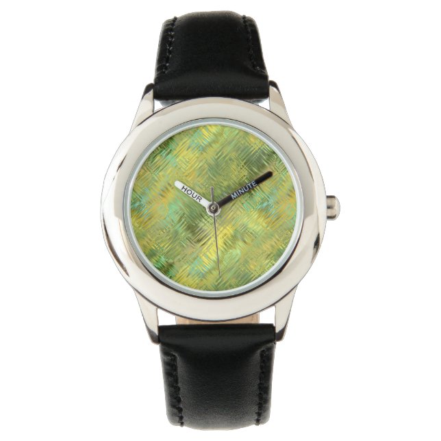 Citrine Yellow Glassy Texture Horloge (Voorkant)