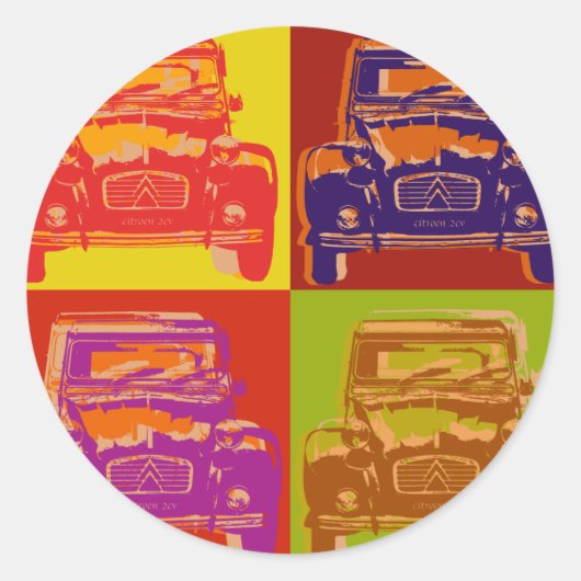 Citroen 2CV 1 Ronde Sticker (Voorkant)