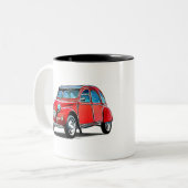 Citroen 2CV Cartoon Tweekleurige Koffiemok (Voorkant links)