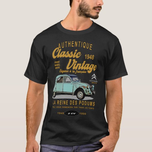 citroen 2cv koningin de podiums classic vinta t-shirt (Voorkant)