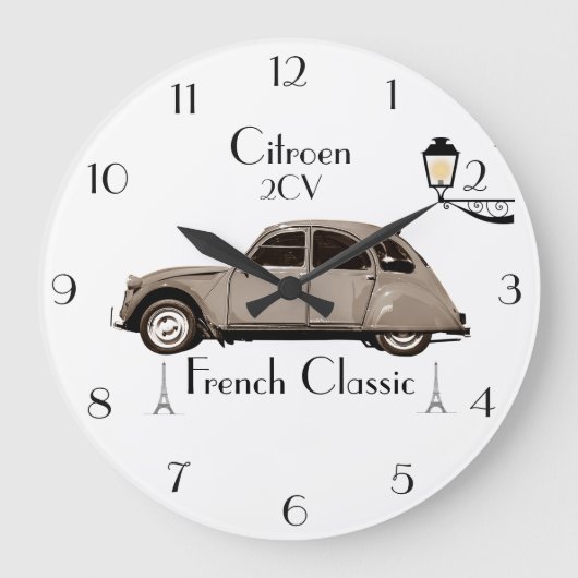 Citroen 2CV Retrowandklok Grote Klok (Voorkant)