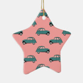 Citroen 2CVs - Groen op roze - Auto's Keramisch Ornament (Rechts)