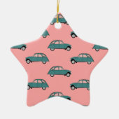 Citroen 2CVs - Groen op roze - Auto's Keramisch Ornament (Voorkant)