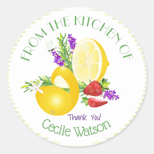 Citroen aardbeienfruit ronde sticker (Voorkant)