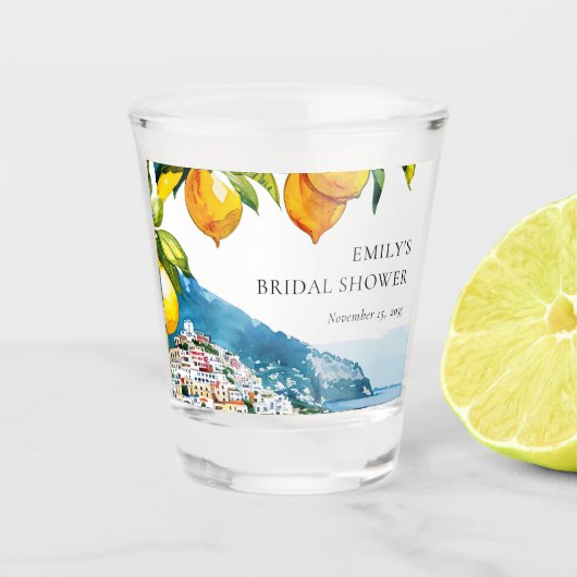 Citroen Amalfi Kust Bruidsfeest Shot Glas (Voorkant)