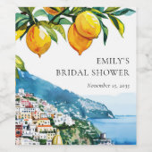 Citroen Amalfi Kust Bruiloftsfeest Wijn Etiket (Enkel label)