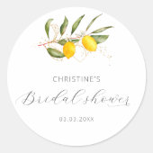 Citroen Aquarel Citrus Bloem Bruidsdouche  Ronde Sticker (Voorkant)