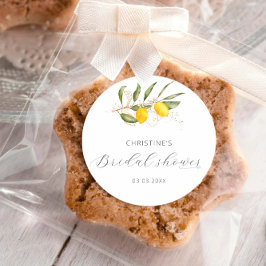 Citroen Aquarel Citrus Bloemen Bruidsdiner  Ronde Sticker