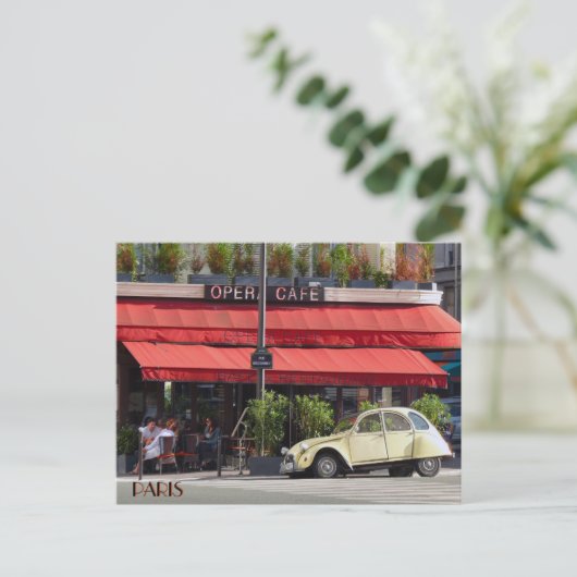  Citröen-auto buiten een Parijs-café Briefkaart (Staand voorkant)
