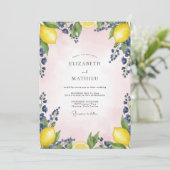 Citroen Azure Blush Eucalyptus Bruiloft Kaart (Staand voorkant)