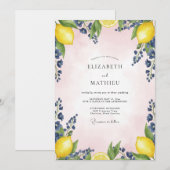 Citroen Azure Blush Eucalyptus Bruiloft Kaart (Voorkant / Achterkant)