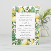 Citroen Azure Mediterraans Zomer Groen Bruiloft Kaart (Staand voorkant)