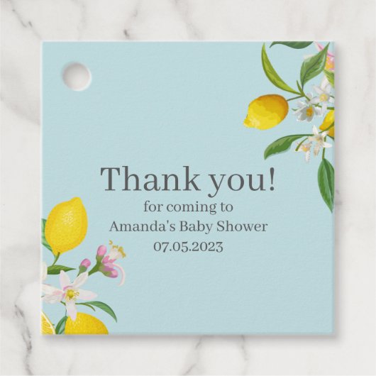 Citroen Baby shower, Ciao Baby, Italiaans thema Bedankjes Labels (Voorkant)