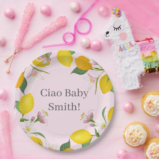Citroen Baby shower, Ciao Baby, Italiaans thema Papieren Bordje (Feest)