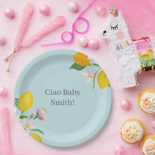 Citroen Baby shower, Ciao Baby, Italiaans thema Papieren Bordje (Feest)