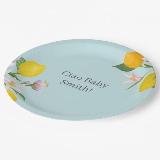 Citroen Baby shower, Ciao Baby, Italiaans thema Papieren Bordje (Gekanteld)