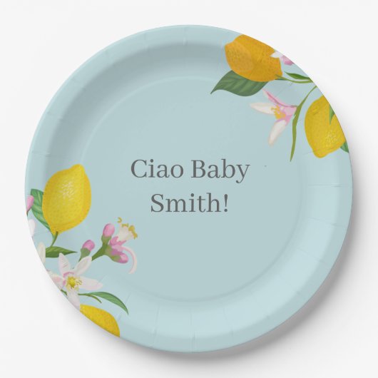 Citroen Baby shower, Ciao Baby, Italiaans thema Papieren Bordje (Voorkant)