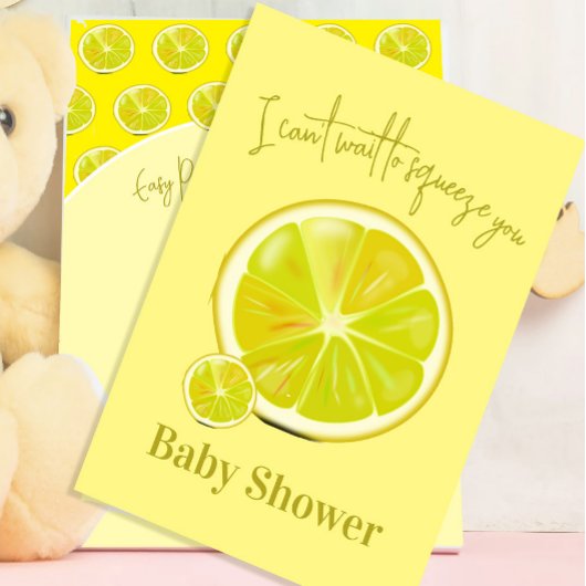 Citroen Baby shower Citrus Geel Modern Invitation Kaart