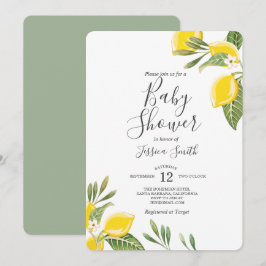 Citroen Baby shower Invitation Boho Citrus Rustic Kaart