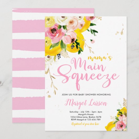 Citroen Baby shower Mama's Main Squeeze Baby showe Kaart (Voorkant / Achterkant)