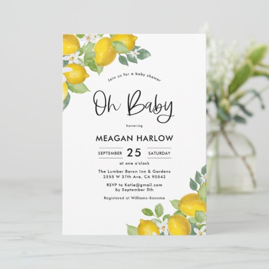 Citroen Baby Shower Oh Baby Shower Uitnodiging (Staand voorkant)