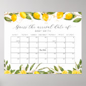 Citroen Baby Shower Raad de Verwachte Datum Kalend Poster (Voorkant)