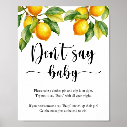 Citroen Baby shower Spel Zeg geen Baby Poster (Voorkant)