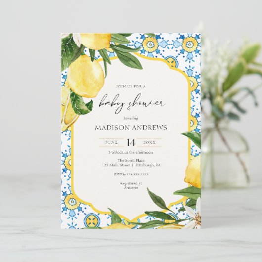  citroen Baby shower uitnodiging (Staand voorkant)