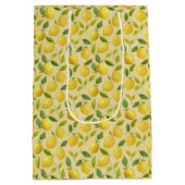 Citroen blad geel patroon medium cadeauzakje (Achterkant)