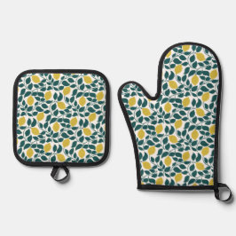 Citroen & Blad Print Zomer Keuken Ovenwant & Pannenlap Set