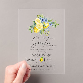 Citroen Blauwe Citrusvrucht Zomer Baby Shower Acryl Uitnodigingen