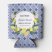 Citroen Blauwe Italiaanse Tegels Bruidsfeest Feest Blikjeskoeler (Voorkant)