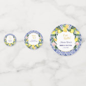 Citroen Blauwe Italiaanse Tegels Bruidsfeest Feest Confetti (Voorkanten)