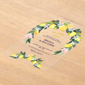 Citroen Blauwe Italiaanse Tegels Koppel Bruidsdouc Acryl Uitnodigingen (Laagn)