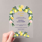 Citroen Blauwe Italiaanse Tegels Koppel Bruidsdouc Acryl Uitnodigingen (Insitu (Draagbaar))