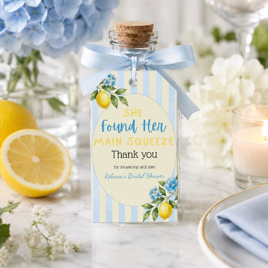 Citroen Blauwe Main Squeeze Bruiloftsfeest Cadeaulabel