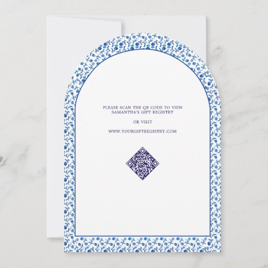 Citroen Blauwe Mediterraanse Tegels Tuin Bruidsfee Kaart (Achterkant)